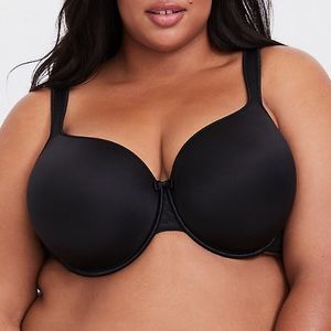 BLACK MICROFIBER LIGHTLY LINED FULL COVERAGE BRA